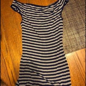 Navy Blue and grey striped long tank top
